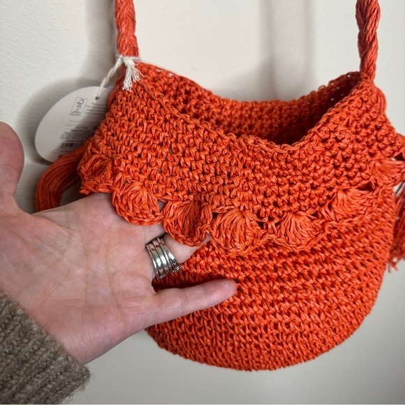 RHODE x Target Crochet Bucket Bag Dark Orange Boho Beach Vacation Ruffle - Picture 6 of 9